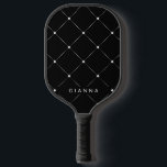 Simple Seamless Pattern Black & White Pickleball Paddle<br><div class="desc">Black and white simple seamless pattern pickleball paddle with names. For more advanced customization of this design,  please click the BLUE DESIGN TOOL BUTTON above!</div>