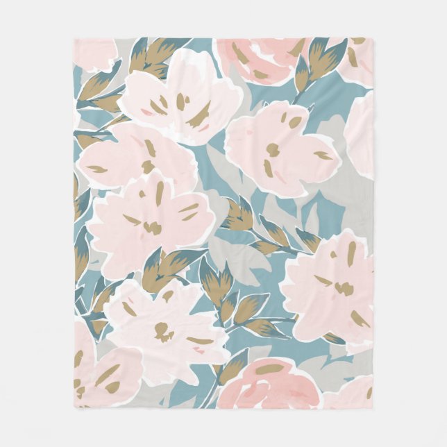 Simple seamless pattern of hand drawn gouache flow fleece blanket (Front)