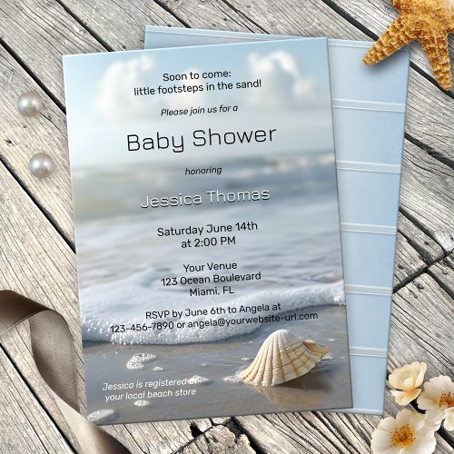 Simple Seashell Beach Baby Shower  Invitation
