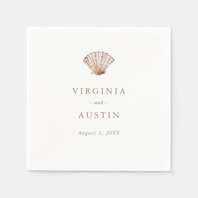 Simple Seashell Wedding Napkins (Front)