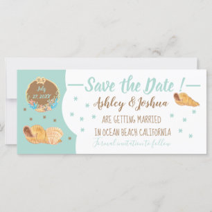 Simple Seashells Beach Save the Date Card