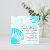 Simple Seashells Destination Bridal Shower Invite (Standing Front)