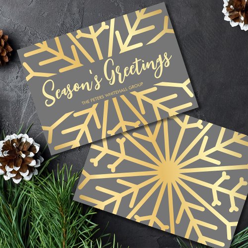 Simple Seasons Greetings snowflake gold business Card