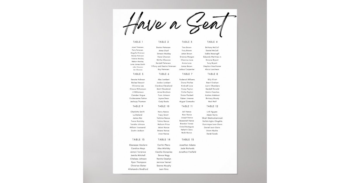 Simple Seating Chart | Zazzle