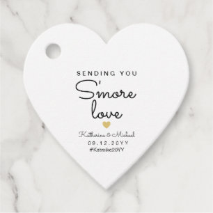 Simple sending you s'more love heart shaped favor tags