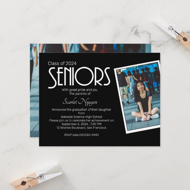 Simple Seniors Graduation Party Invitation (Front/Back In Situ)