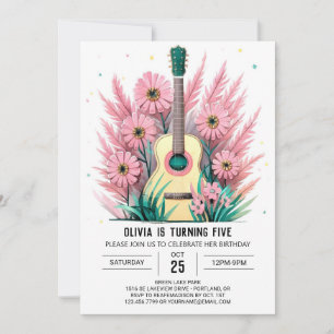 Simple Serenade Guitar Birthday Invitation