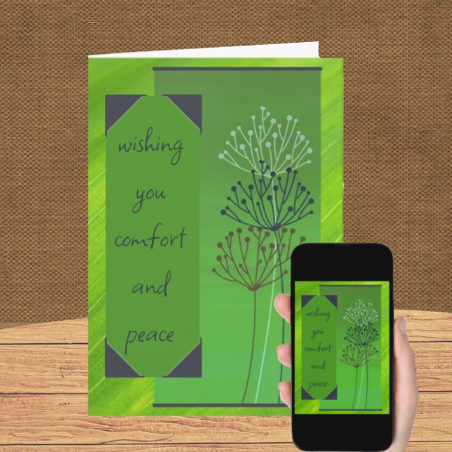 Simple Serene Green Floral Sympathy Card (Creator Uploaded)