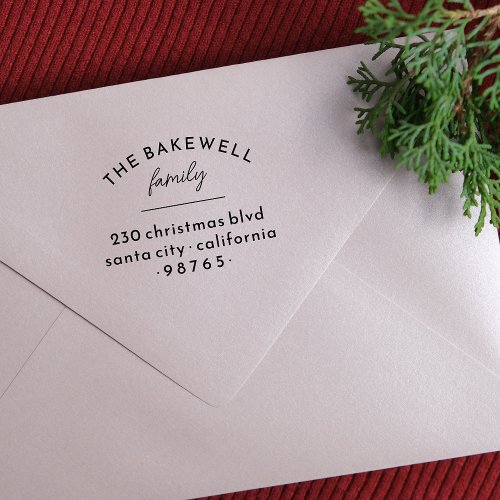 Simple Serif Divided Details Family Return Address Rubber Stamp