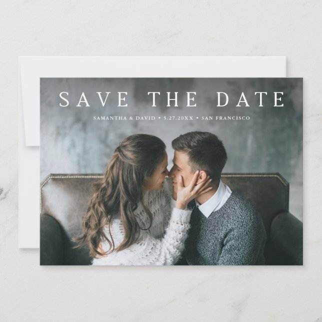 Simple Serif | Elegant Classic Text and Photo Save The Date (Front)