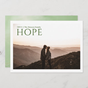 Simple Serif HOPE Green Watercolor Back Holiday Card