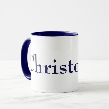 Simple Serif Modern Handsome Personalized Navy Mug by The_Monogram_Shop at Zazzle