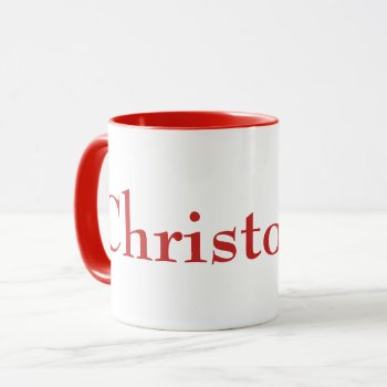 Simple Serif Modern Handsome Personalized Red Mug by The_Monogram_Shop at Zazzle