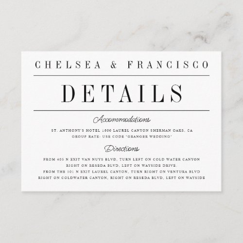 Simple Serif Modern Typography Wedding Enclosure Card