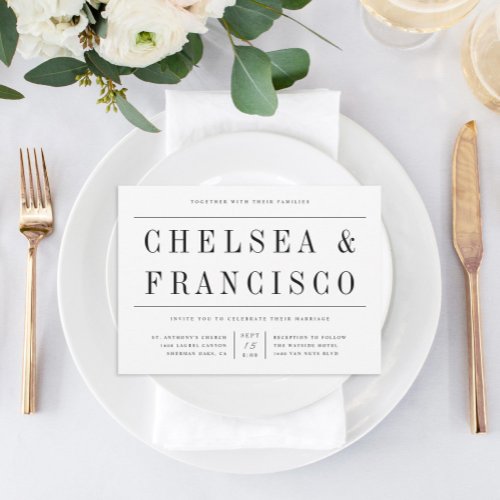 Simple Serif Modern Typography Wedding Invitation