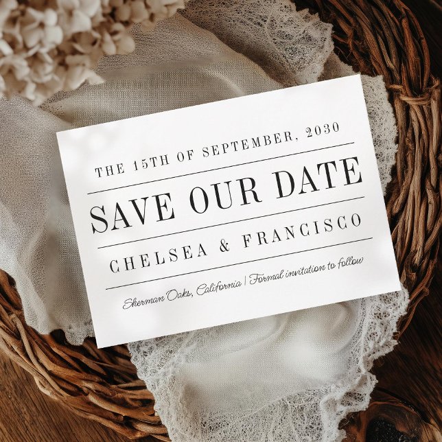 Simple Serif Modern Typography Wedding Save The Date (Creator Uploaded)