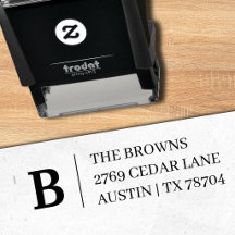 Simple Serif Monogram Address Rubber Stamp