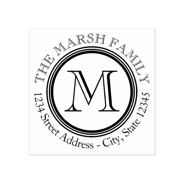 Simple Serif Monogram Name and Return Address Rubber Stamp (Imprint)