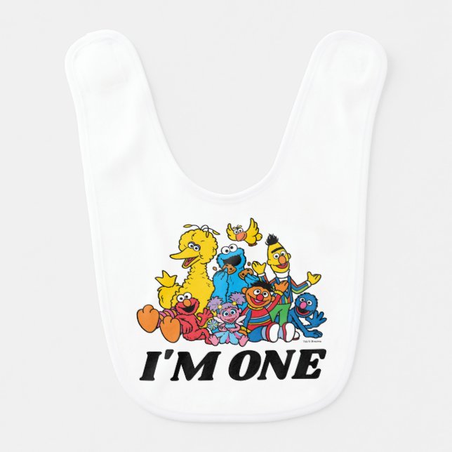 Simple Sesame Street Pals 1st Birthday Baby Bib (Front)