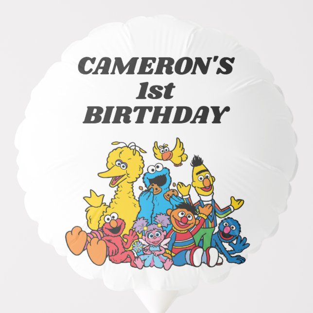 Simple Sesame Street Pals 1st Birthday Balloon (Front)