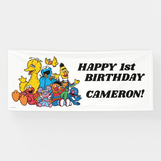 Simple Sesame Street Pals 1st Birthday Banner (Horizontal)