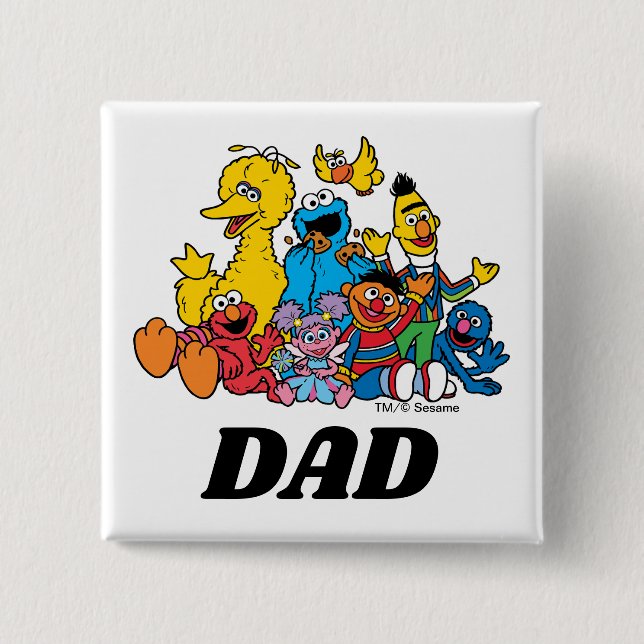 Simple Sesame Street Pals 1st Birthday Button (Front)