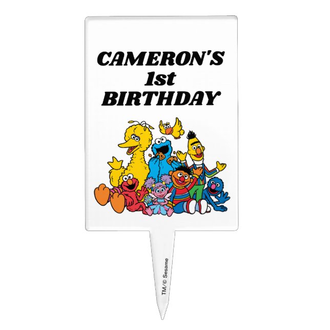 Simple Sesame Street Pals 1st Birthday Cake Topper (Front)