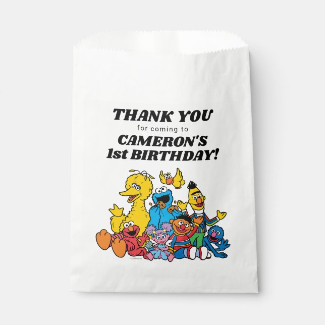 Simple Sesame Street Pals 1st Birthday Favor Bag (Front)