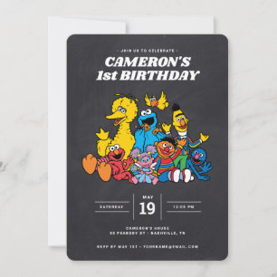 Simple Sesame Street Pals 1st Birthday Invitation