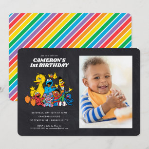 Simple Sesame Street Pals 1st Birthday Invitation