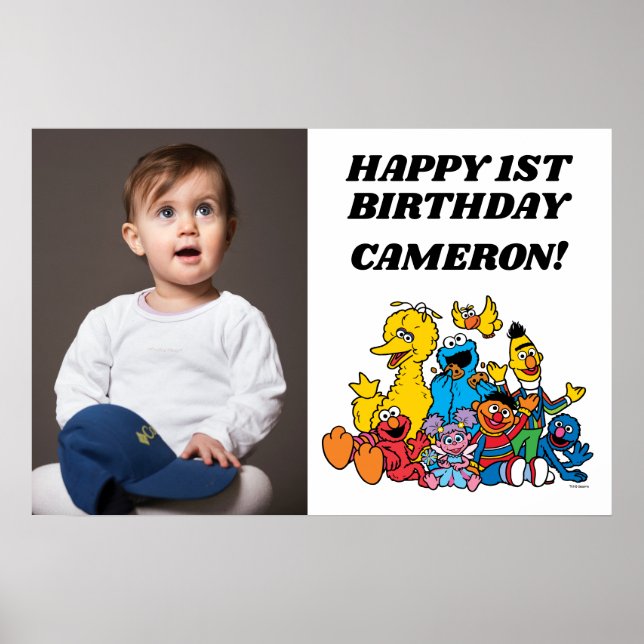 Simple Sesame Street Pals 1st Birthday Poster (Front)