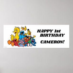 Simple Sesame Street Pals 1st Birthday Poster