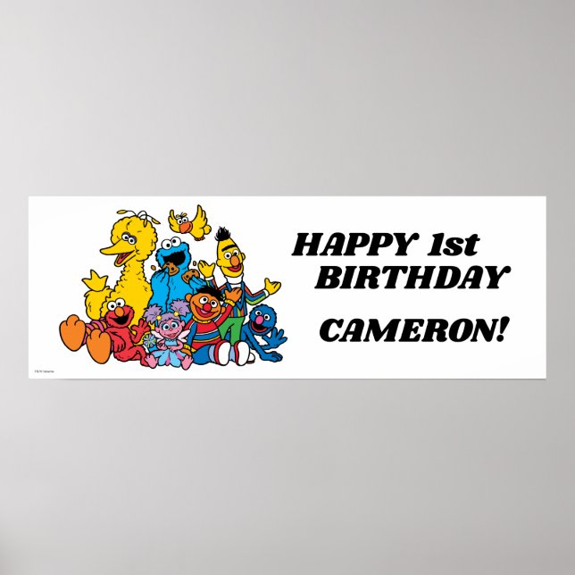 Simple Sesame Street Pals 1st Birthday Poster (Front)