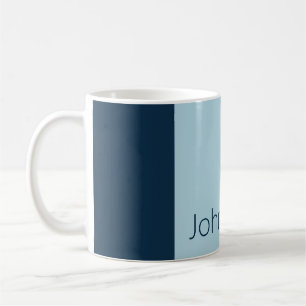 Simple Shades of Blue Vertical Stripes Name Coffee Mug