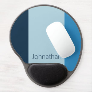 Simple Shades of Blue Vertical Stripes Name Gel Mouse Pad