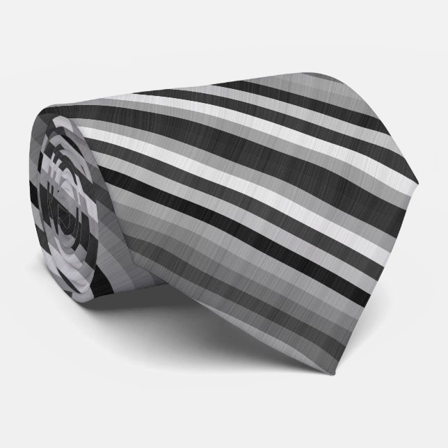 Simple Shades of Gray Grey Stripes Neck Tie (Rolled)