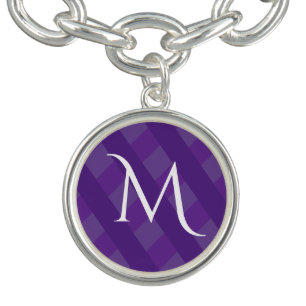 Simple Shades of Purple Single Initial Cute Bracelet