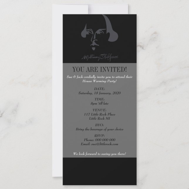 Simple Shakespeare with Signature Invitation (Front)