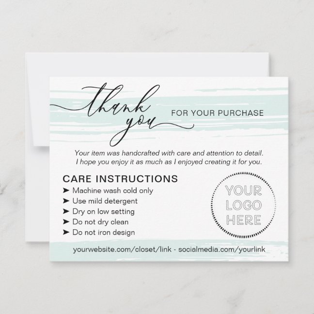 Simple Shaped Green Business Instructions Care Thank You Card