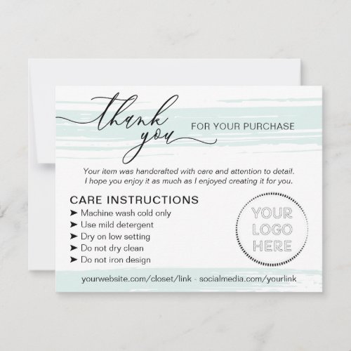 Simple Shaped Green Business Instructions Care Thank You Card