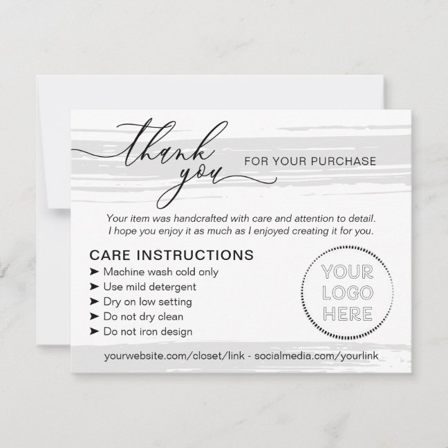 Simple Shaped Grey Business Instructions Care Thank You Card