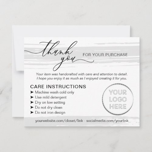 Simple Shaped Grey Business Instructions Care Thank You Card