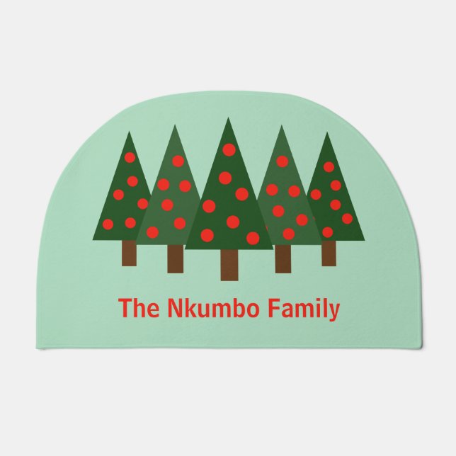 Simple Shapes Christmas Forest Personalized Doormat (Front)