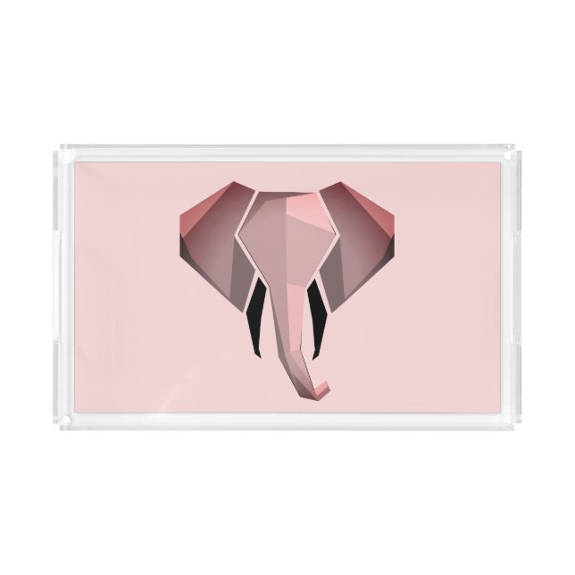 Simple Shapes Geometrics Elephant Head  Acrylic Tray (Front)