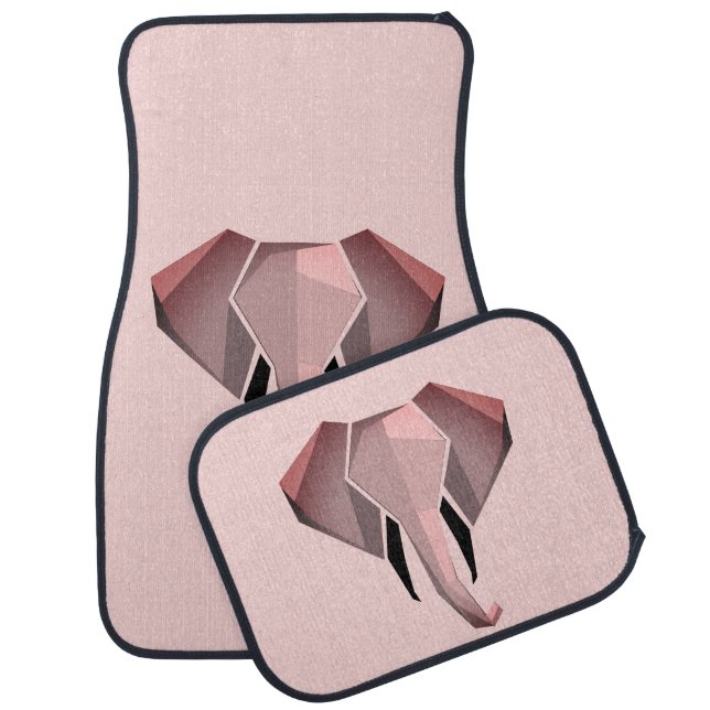 Simple Shapes Geometrics Elephant Head  Car Floor Mat (Set)