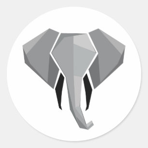 Simple Shapes Geometrics Elephant Head Classic Round Sticker