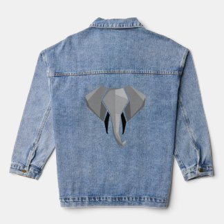 Simple Shapes Geometrics Elephant Head  Denim Jacket