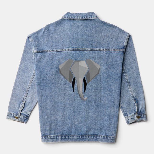 Simple Shapes Geometrics Elephant Head  Denim Jacket (Back)