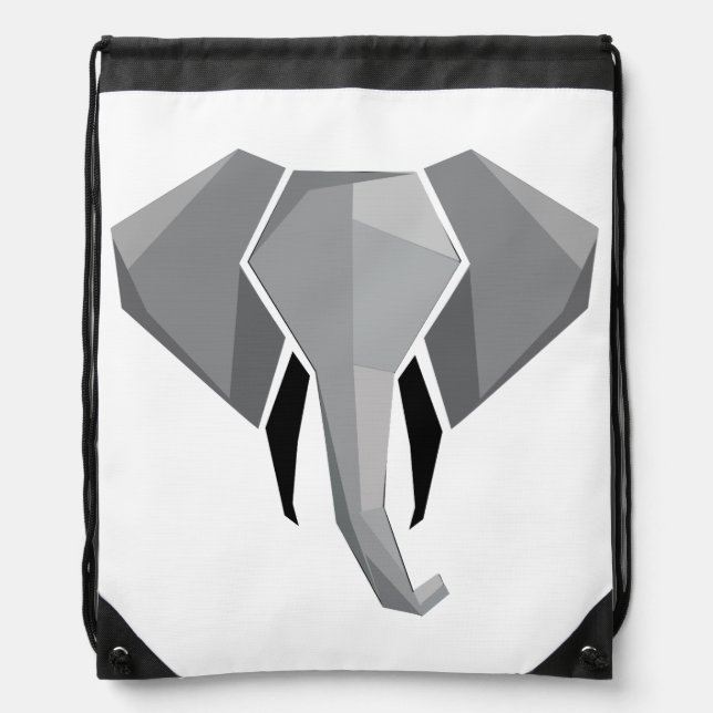 Simple Shapes Geometrics Elephant Head  Drawstring Bag (Front)