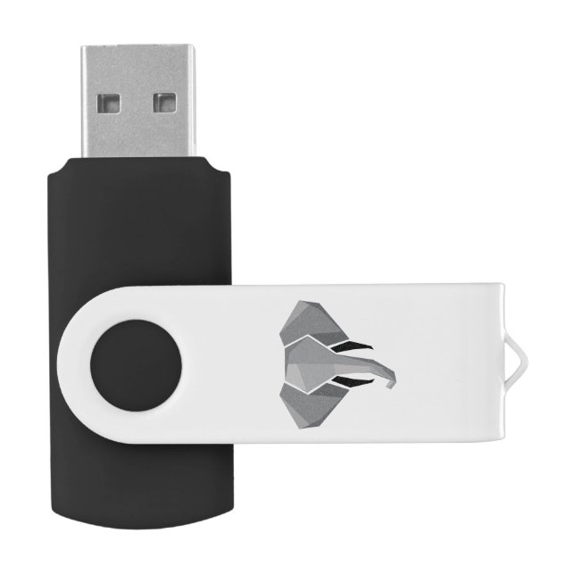 Simple Shapes Geometrics Elephant Head  Flash Drive (Opened)